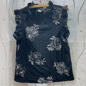Urban Heritage Black Floral Ruffle Blouse